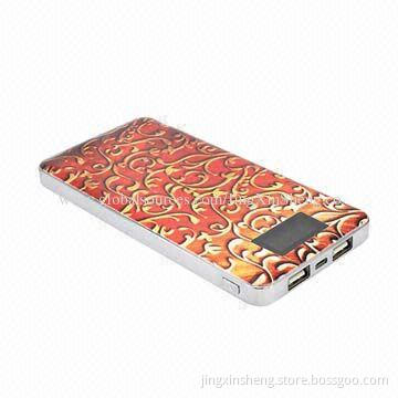 Li-polymer Cell 12,00mAh Power Bank, Charger for iPhone and iPad, Same Time, 5V/1A Input, 4-5 Hours